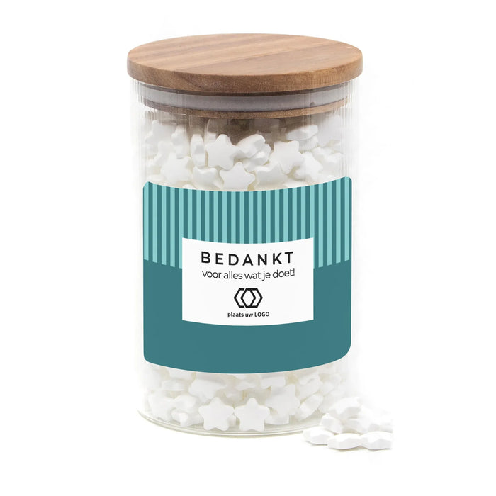 Luxe grote snoeppot met eigen etiket - Zakelijk