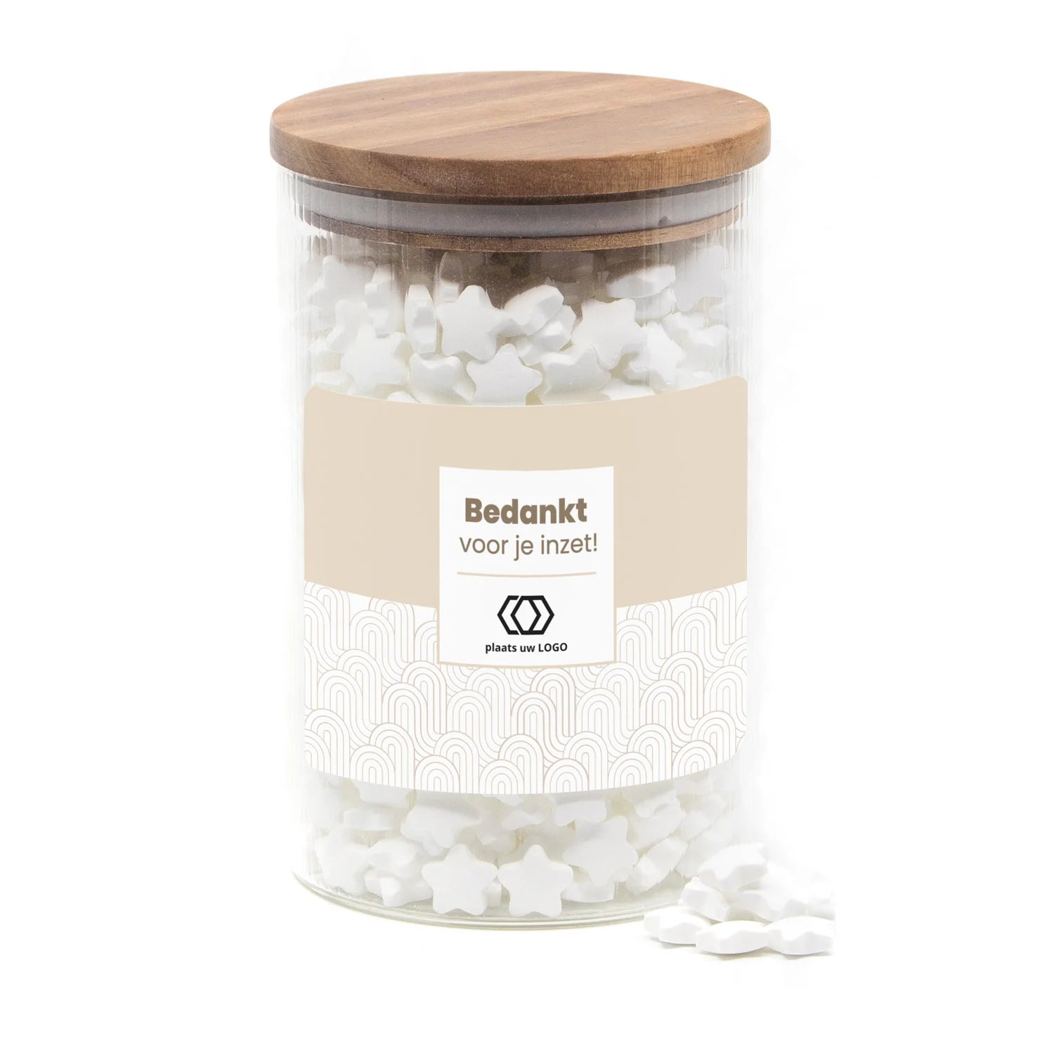 Luxe grote snoeppot met eigen etiket - Zakelijk