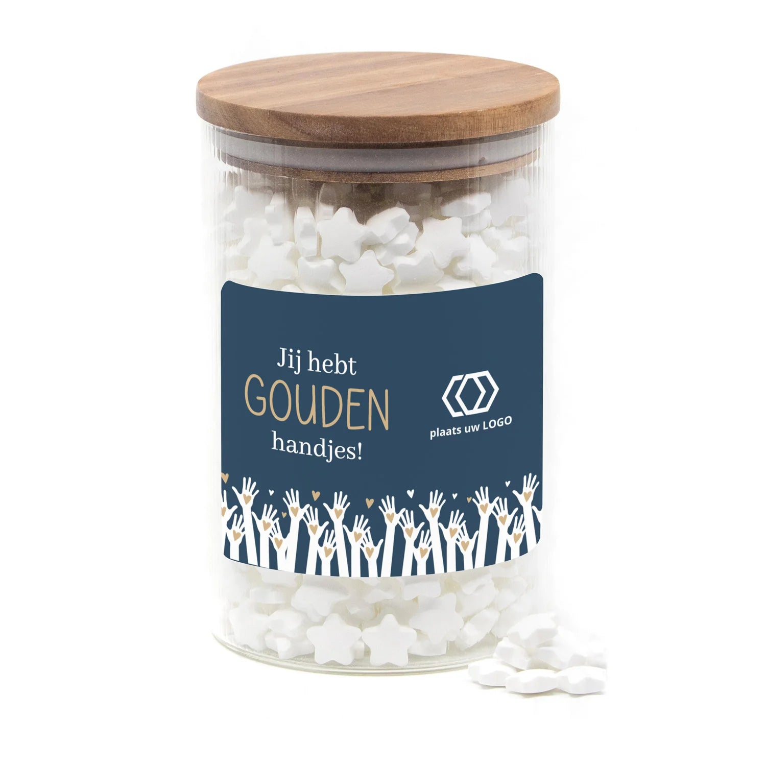 Luxe grote snoeppot met eigen etiket - Zakelijk