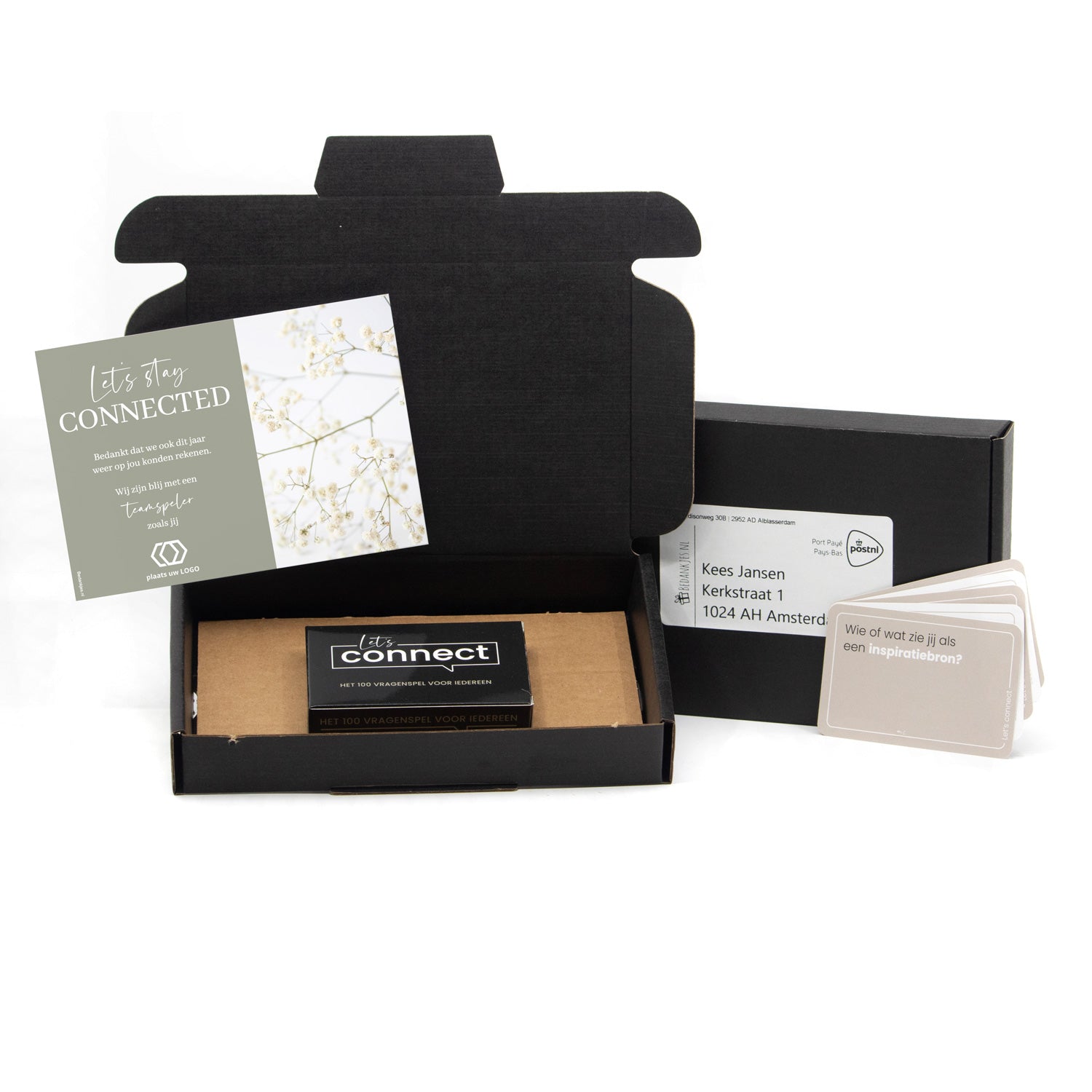 100 Vragenspel Let's Connect in doosje - Brievenbus - Bedankjes.nl