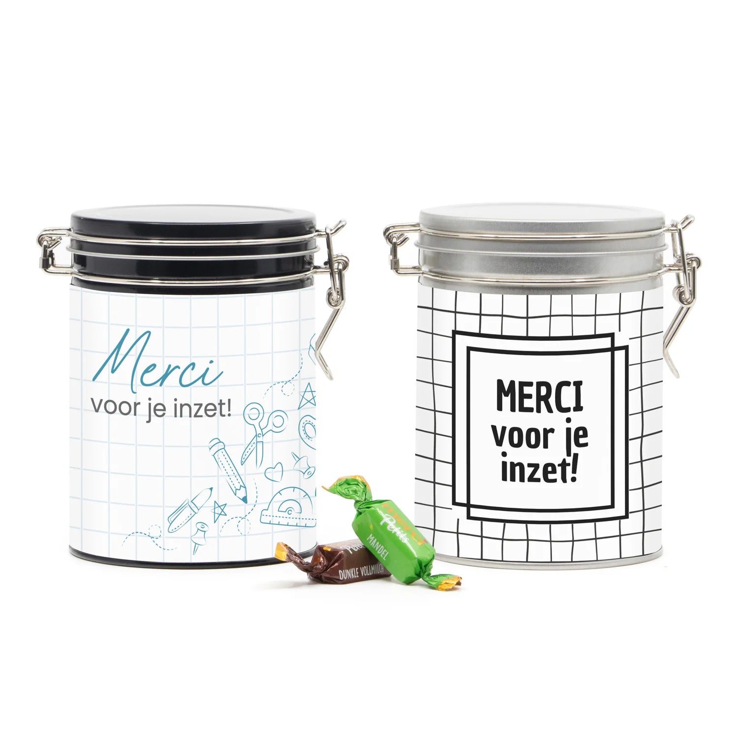 Beugelblik Merci petits met eigen wikkel - Leraar