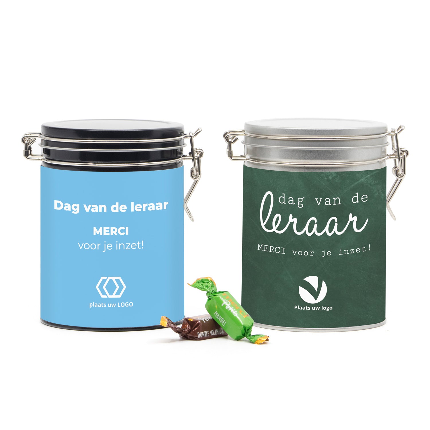 Beugelblik Merci petits met eigen wikkel - Leraar - Bedankjes.nl