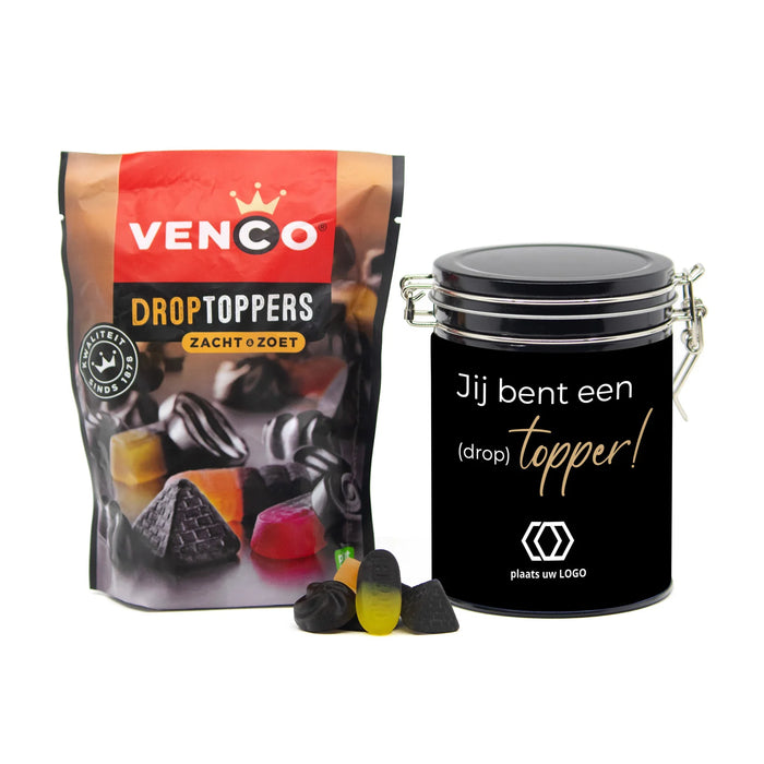 Droptoppers in een beugelblik met eigen wikkel- Vrijwilliger