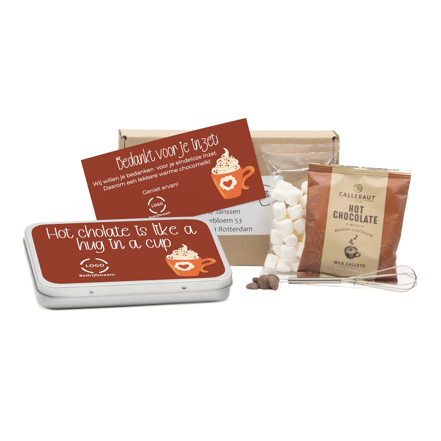 Hot Chocolate met eigen kaart in blik - Leraar - Bedankjes.nl