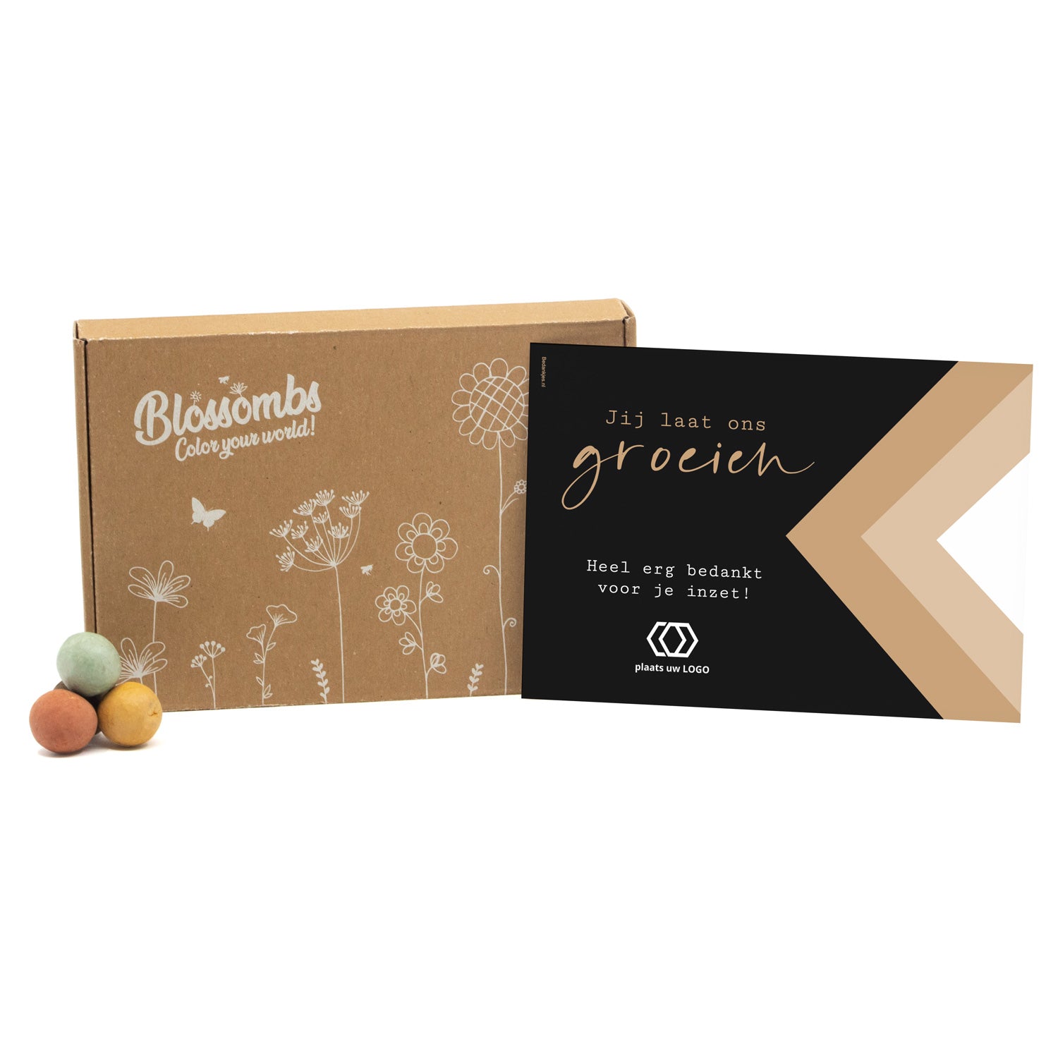 Blossombs in doosje met eigen kaart - Zakelijk - Bedankjes.nl