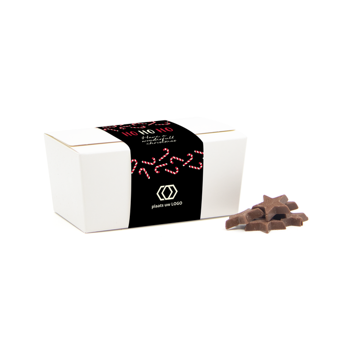 Bonbondoosje met chocoladesterren en etiket - Kerst