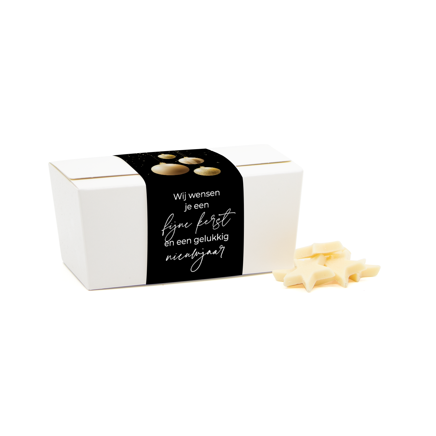Bonbondoosje met chocoladesterren en etiket - Kerst - Bedankjes.nl