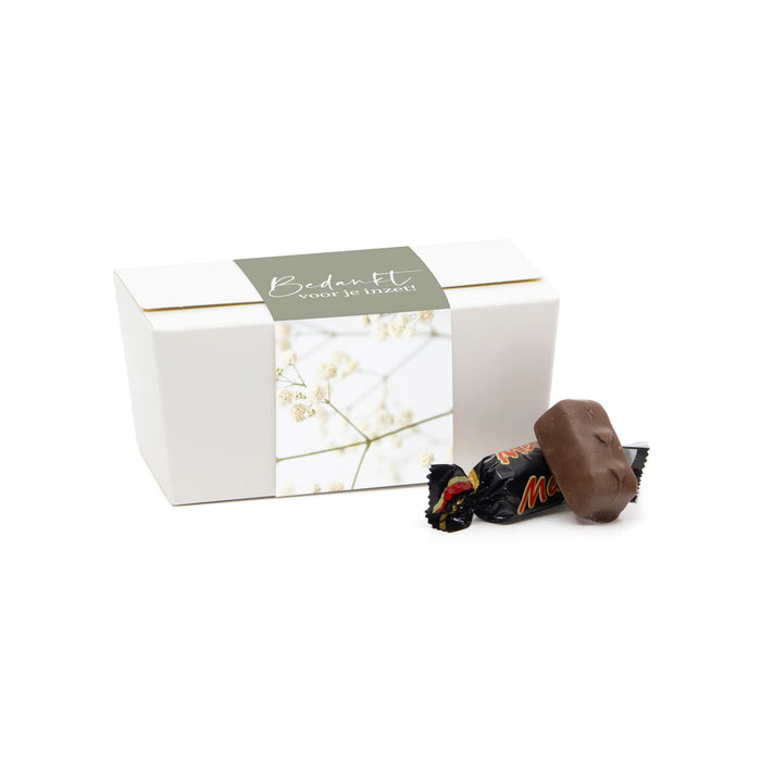 Bonbondoosje met chocolade en etiket - Zakelijk