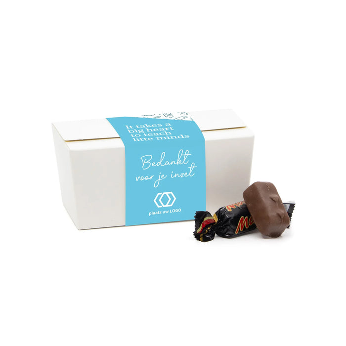 Bonbondoosje met chocolade en etiket - Leraar
