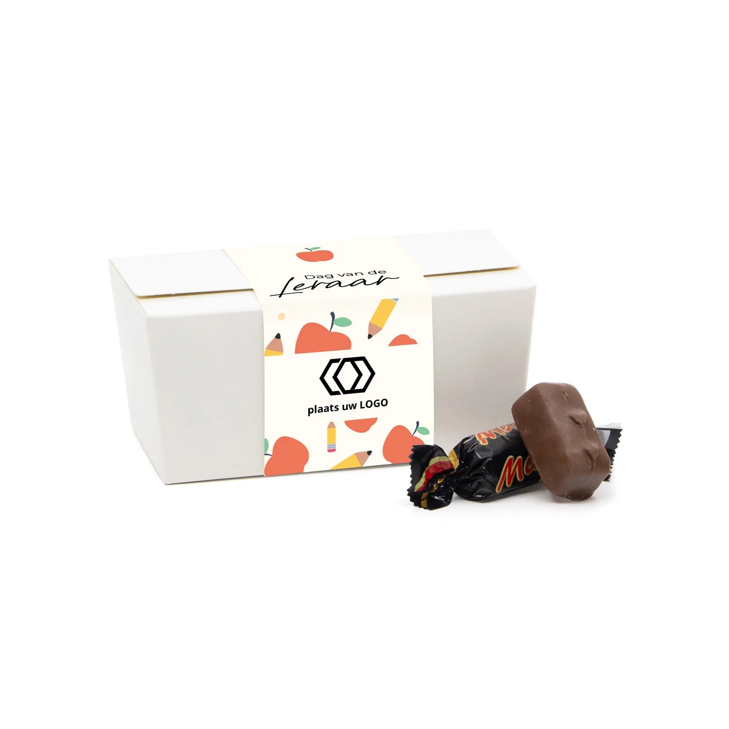 Bonbondoosje met chocolade en etiket - Leraar