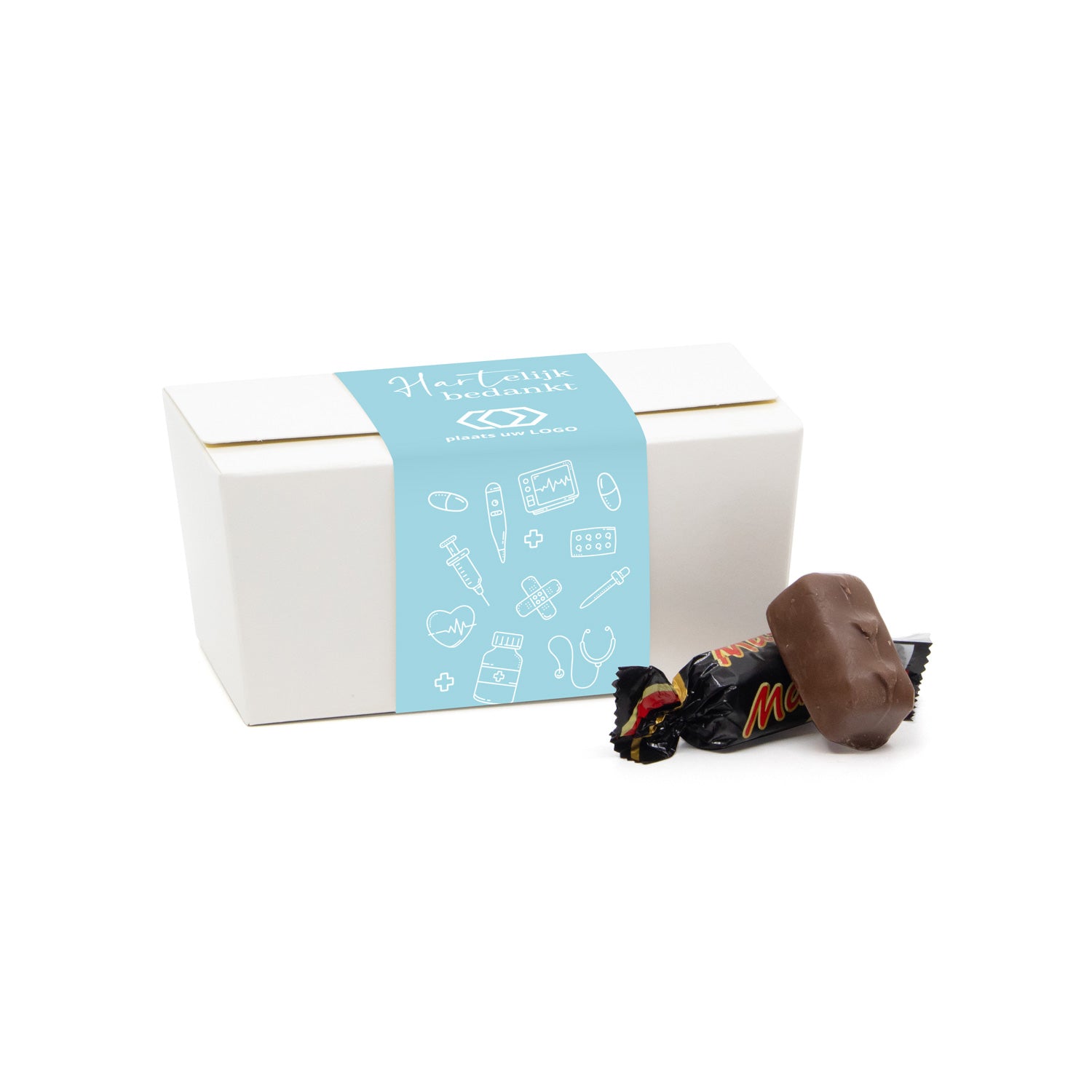 Bonbondoosje met chocolade en etiket - Verpleging - Bedankjes.nl