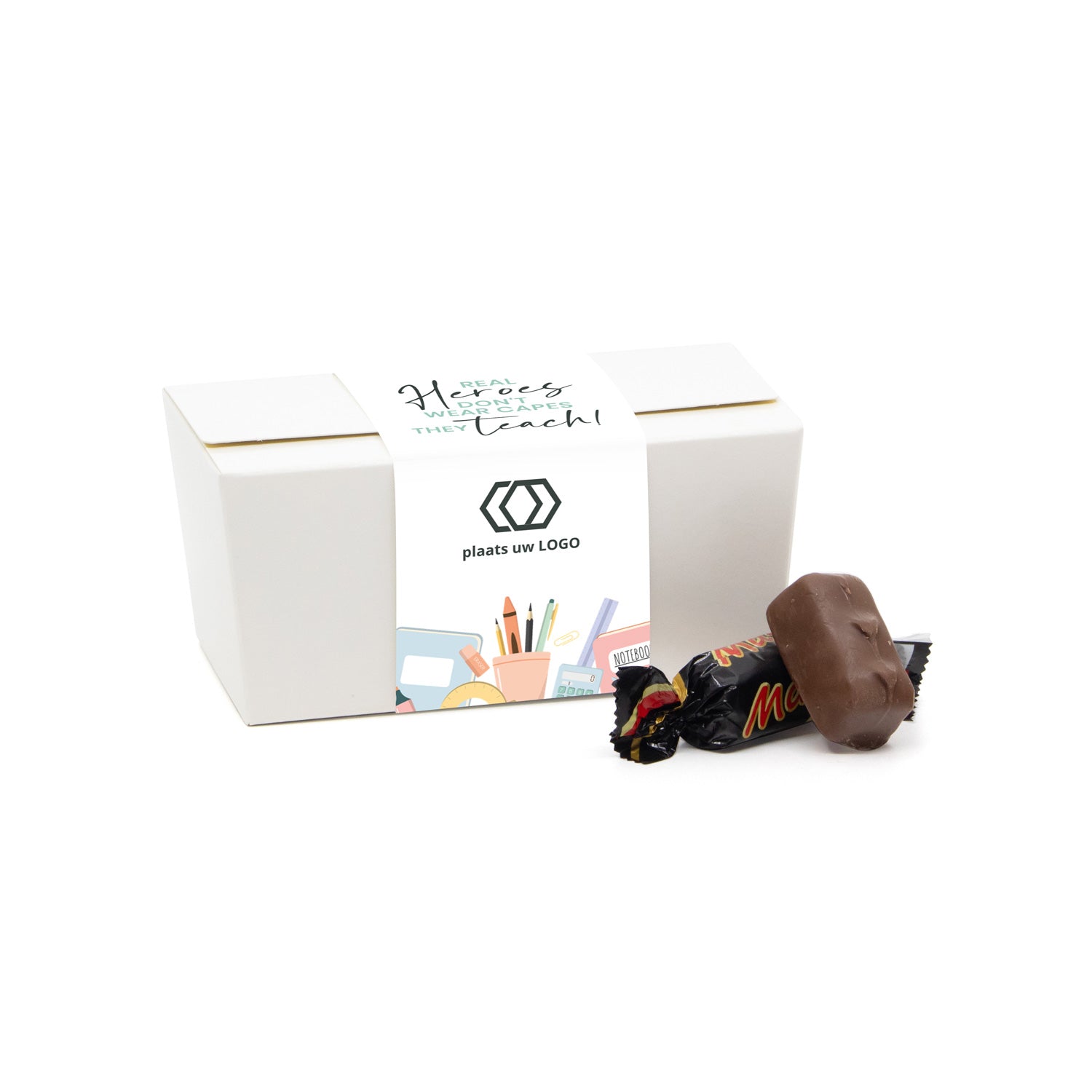 Bonbondoosje met chocolade en etiket - Leraar