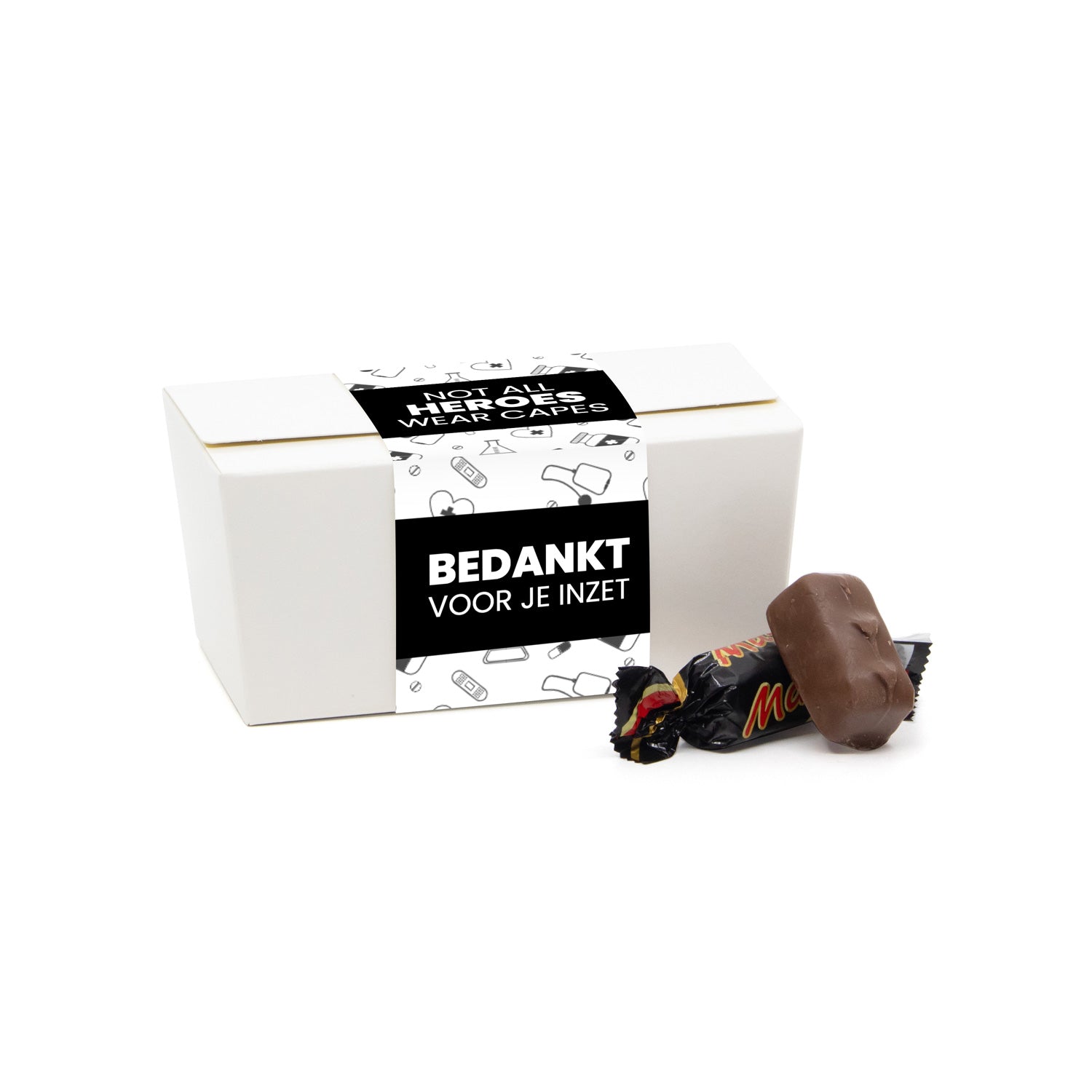 Bonbondoosje met chocolade en etiket - Verpleging - Bedankjes.nl