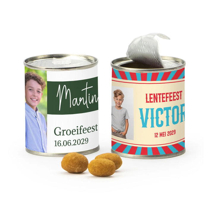Blikje borrelnootjes - Communie jongens