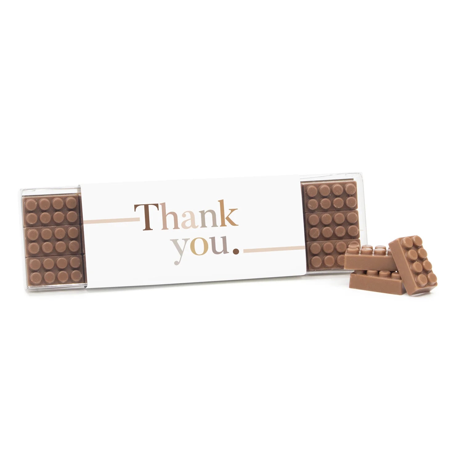 Box met 18 chocolade bouwstenen eigen sleeve - Zakelijk