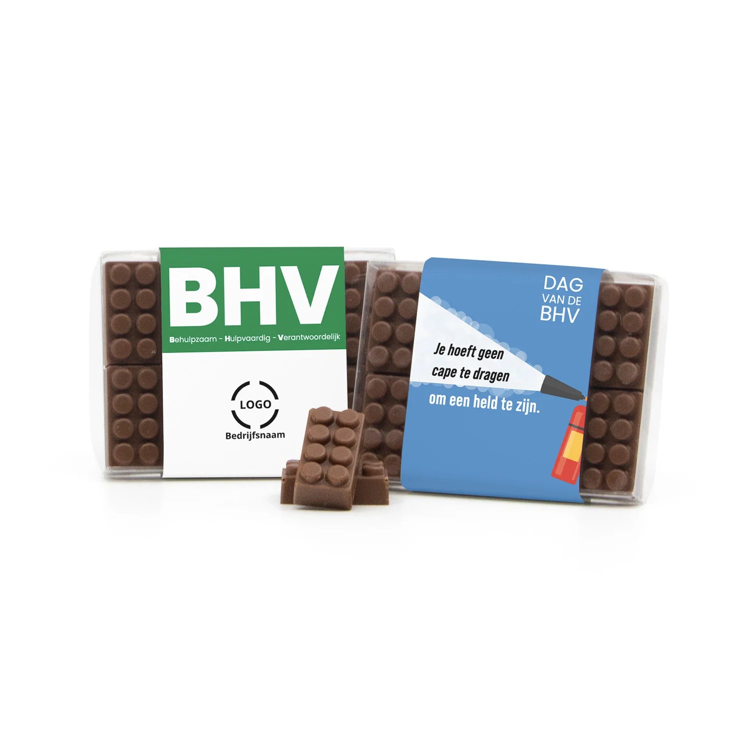 Chocolade bouwstenen met eigen sleeve - BHV