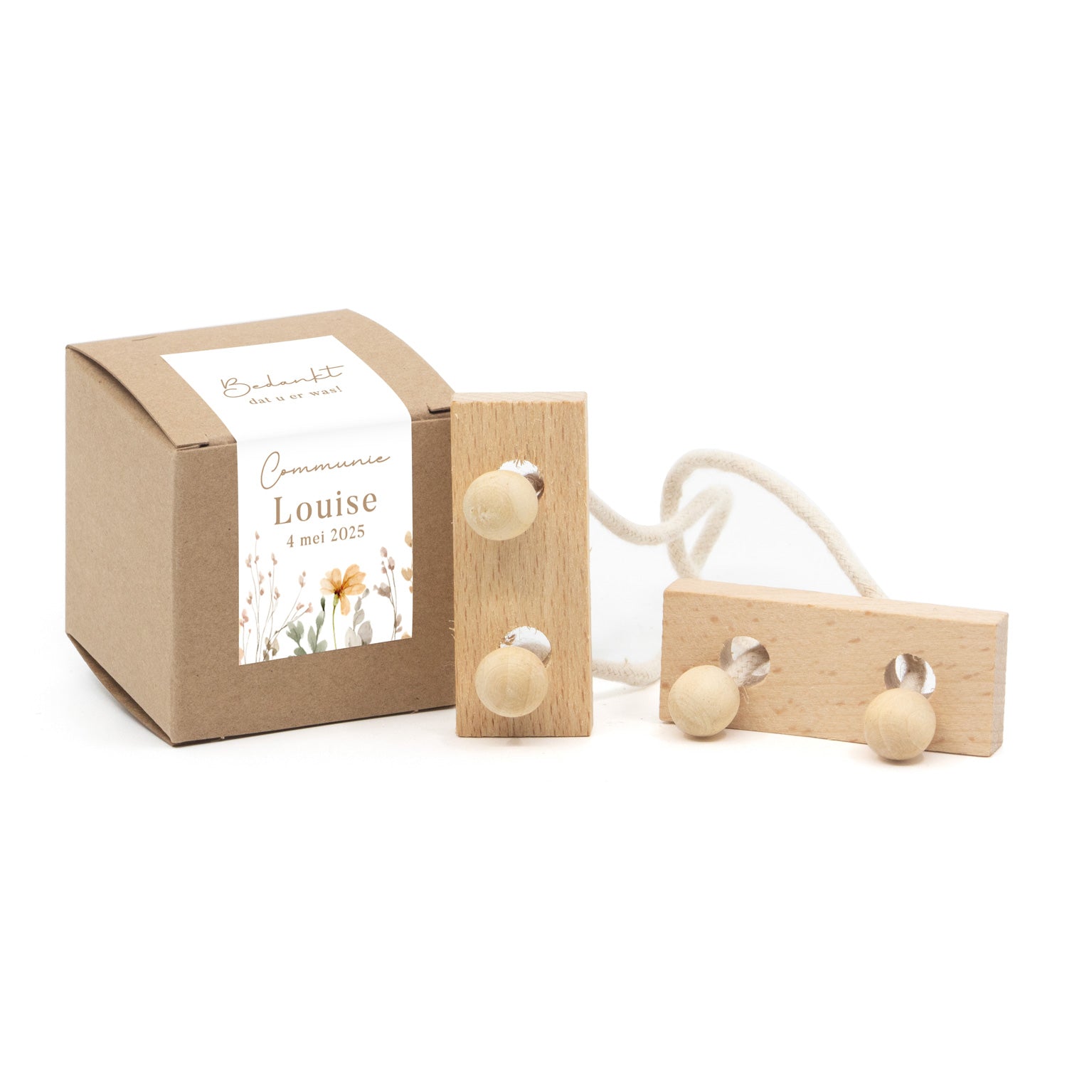 Kubusdoosje met breinbreker - Communie meisje - Bedankjes.nl