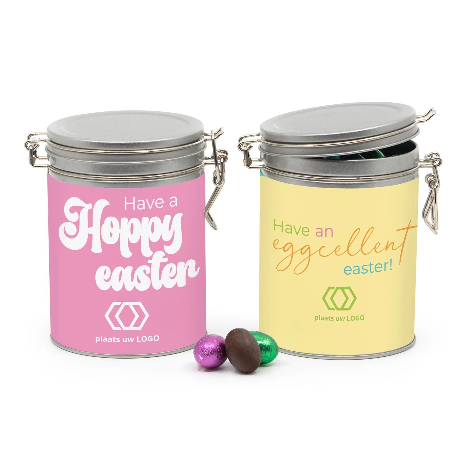 Beugelblik Paaseitjes met eigen wikkel - Pasen - Bedankjes.nl