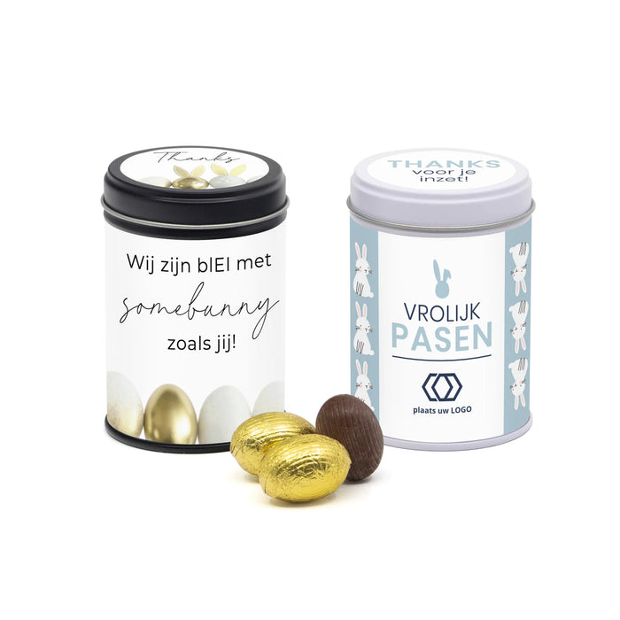 Blik met paaseitjes en eigen wikkel - Pasen