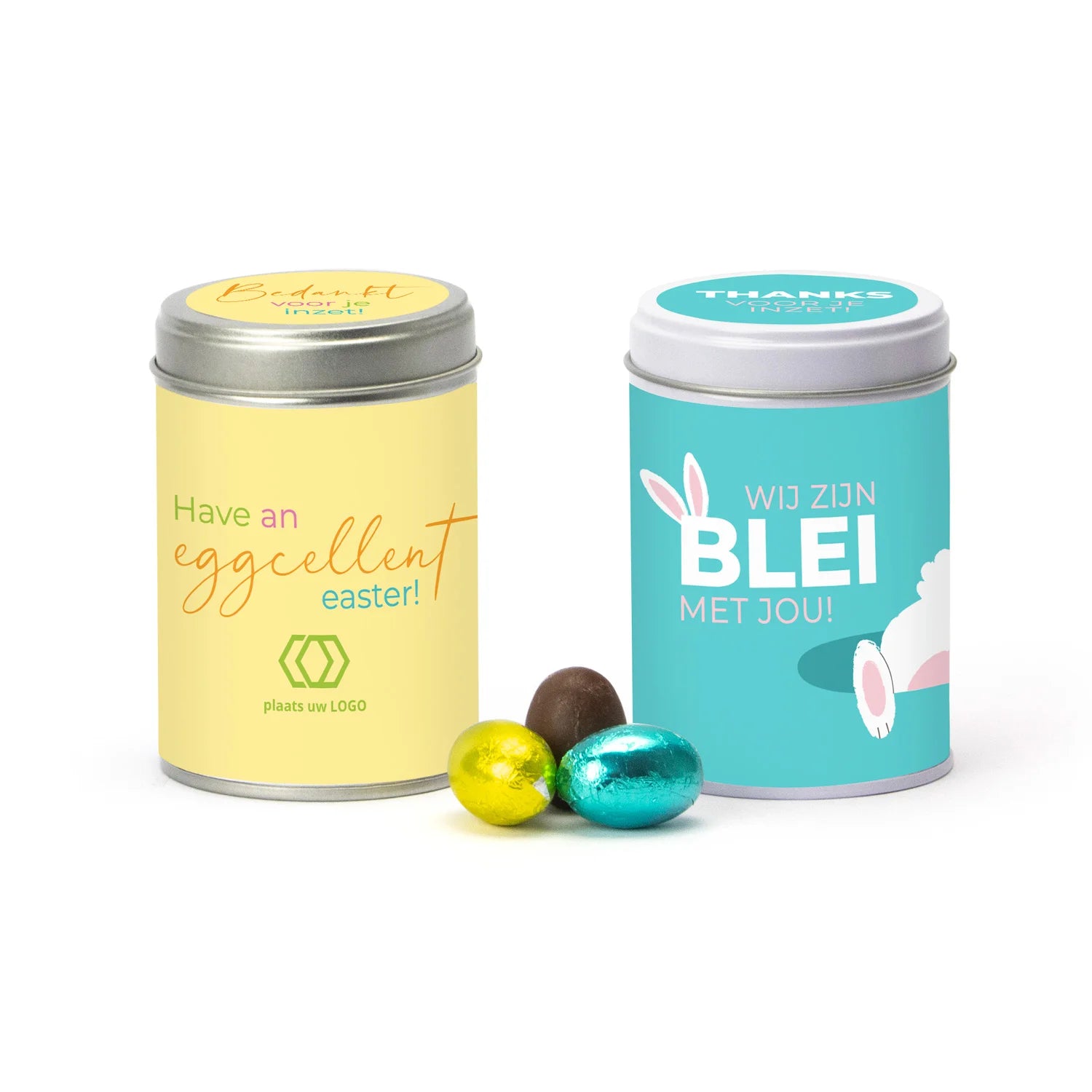 Blik met paaseitjes en eigen wikkel - Pasen - Bedankjes.nl
