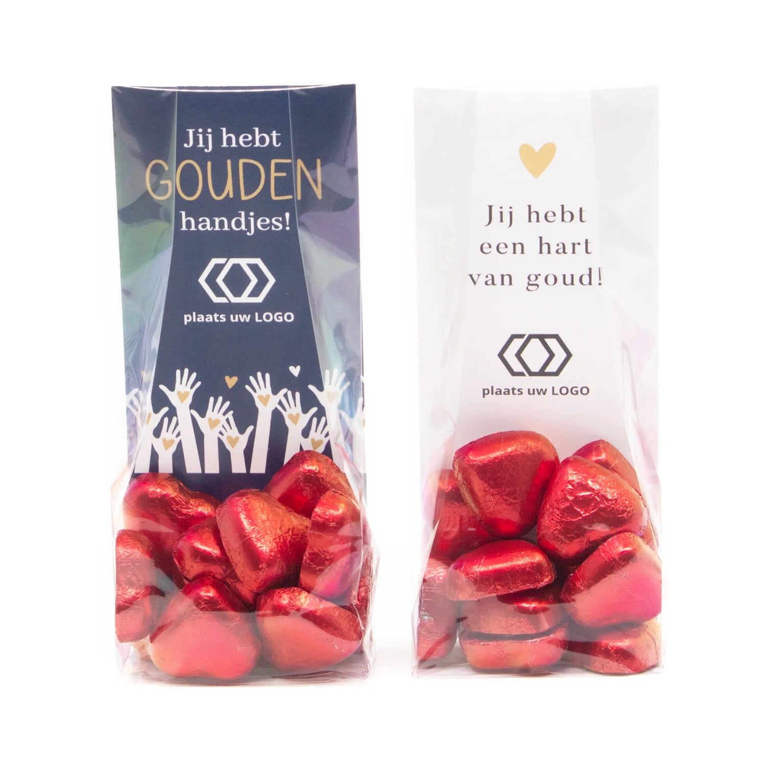Blisterzak met chocolade harten - Verpleging - Bedankjes.nl