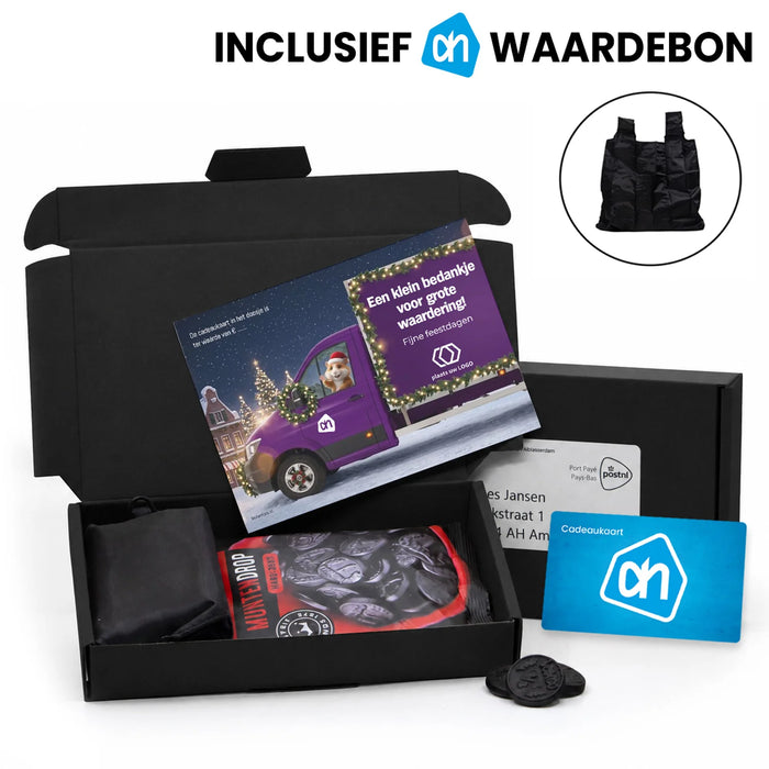 AH pakketje met cadeaubon, muntdrop en tasje - Kerst