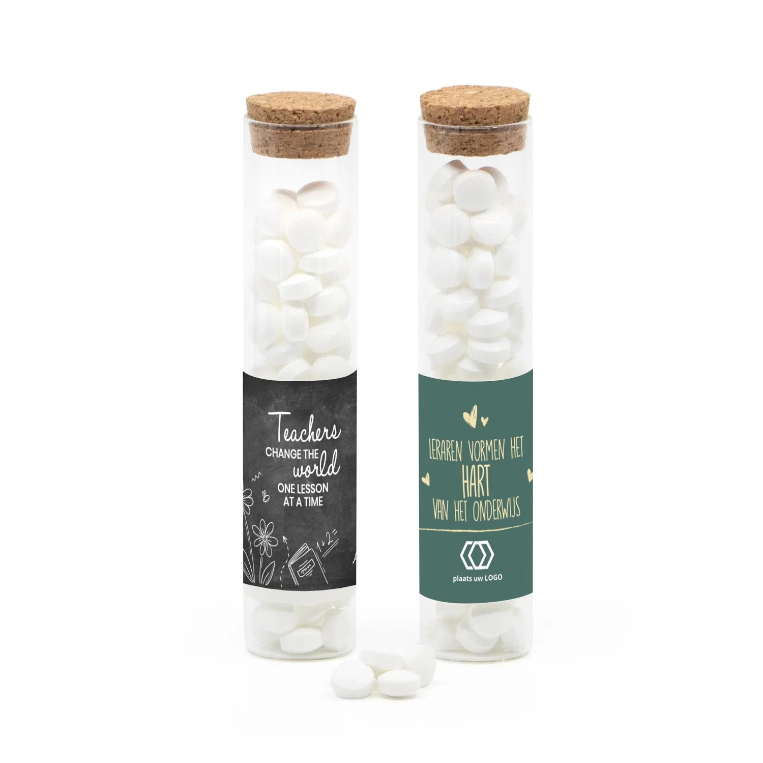 Glazen buisje met snoepjes - Leraar