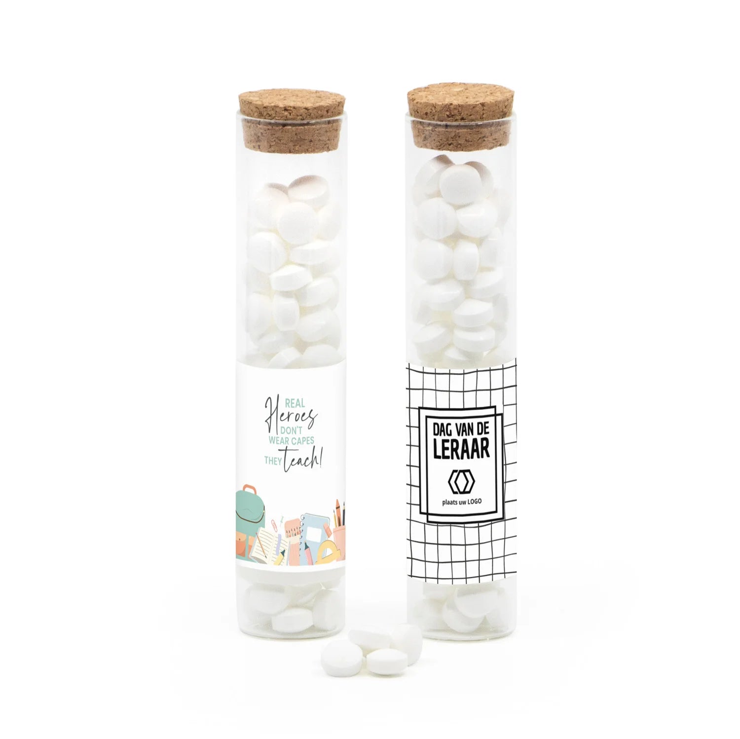 Glazen buisje met snoepjes - Leraar