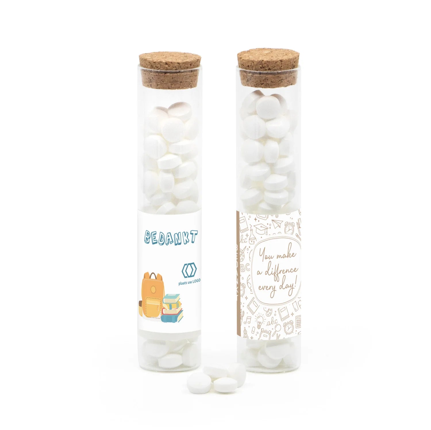 Glazen buisje met snoepjes - Leraar