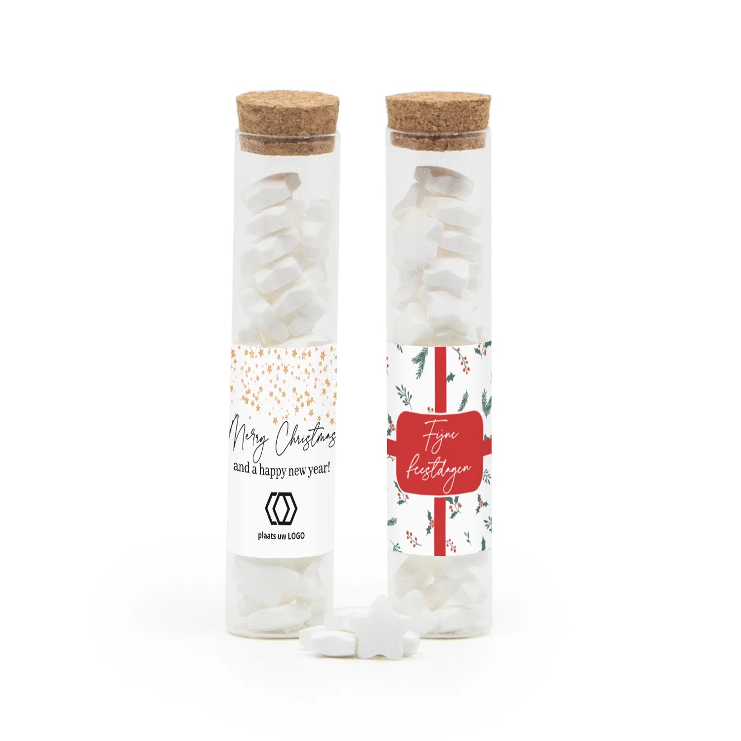 Glazen buisje met snoepjes - Kerst - Bedankjes.nl