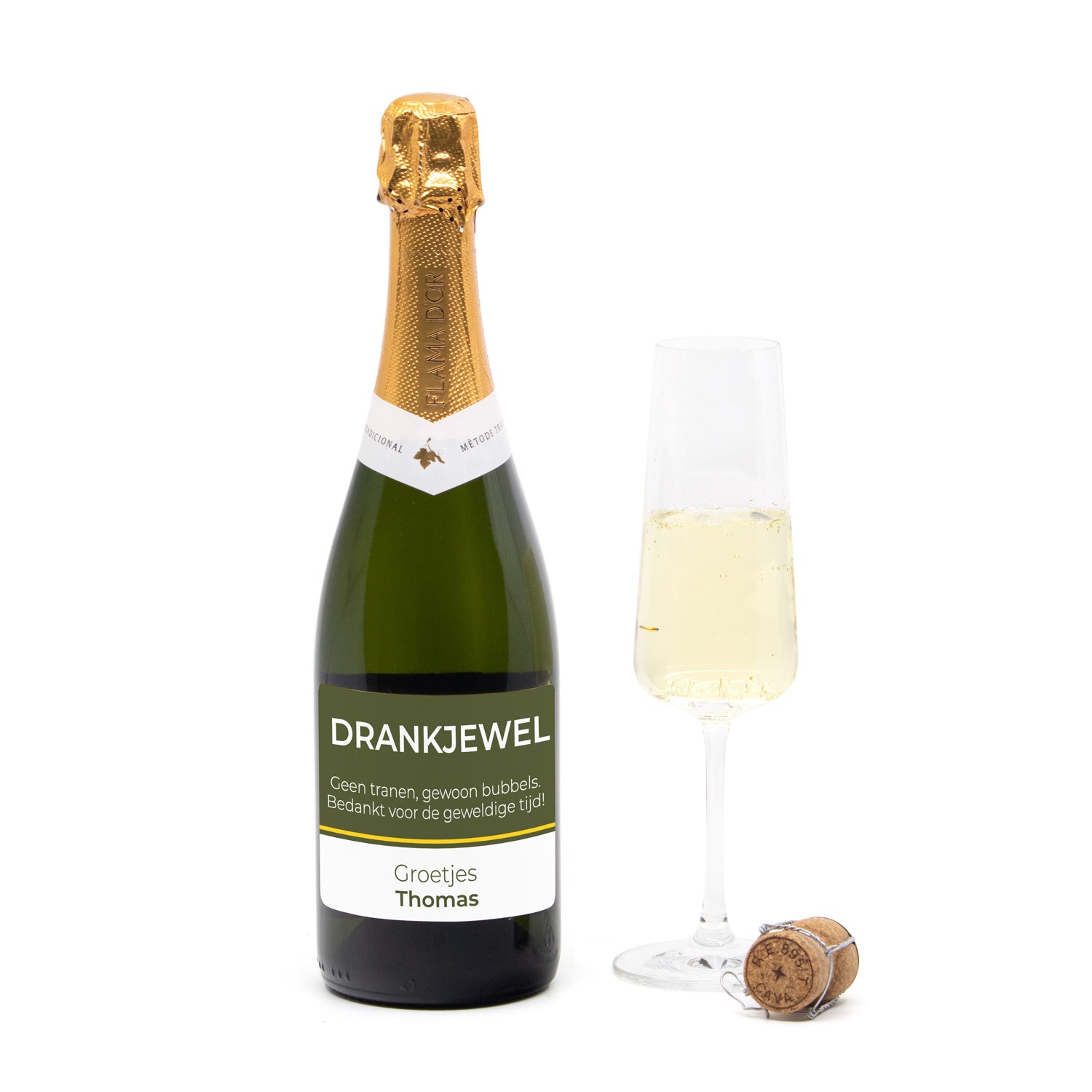 Fles cava met persoonlijk etiket - Collega