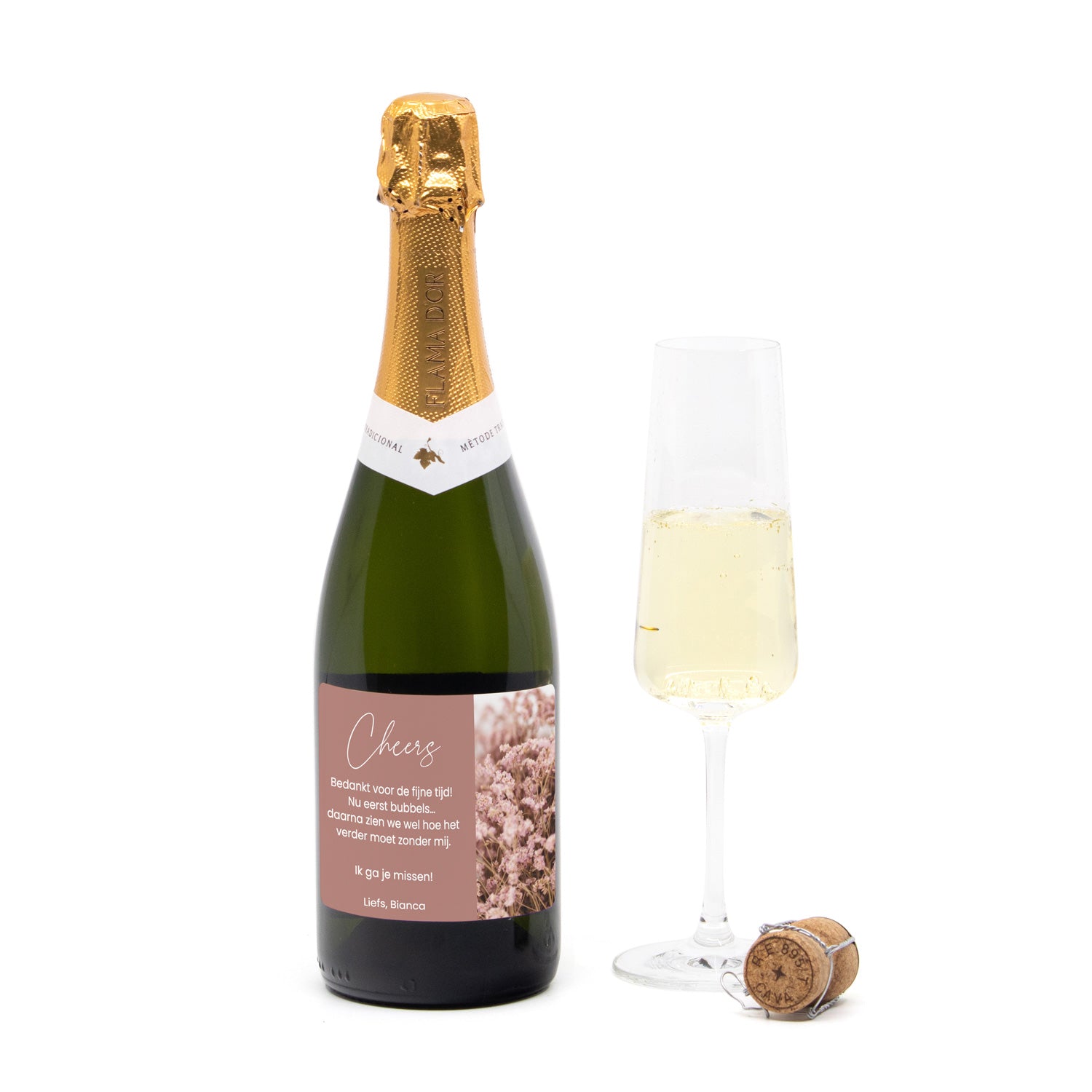 Fles cava met persoonlijk etiket - Collega