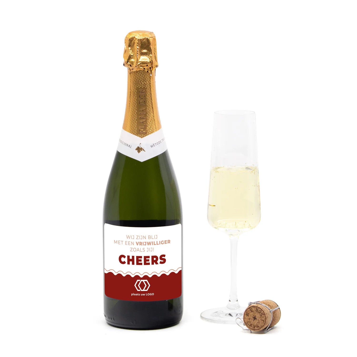 Fles cava met persoonlijk etiket - Vrijwilliger