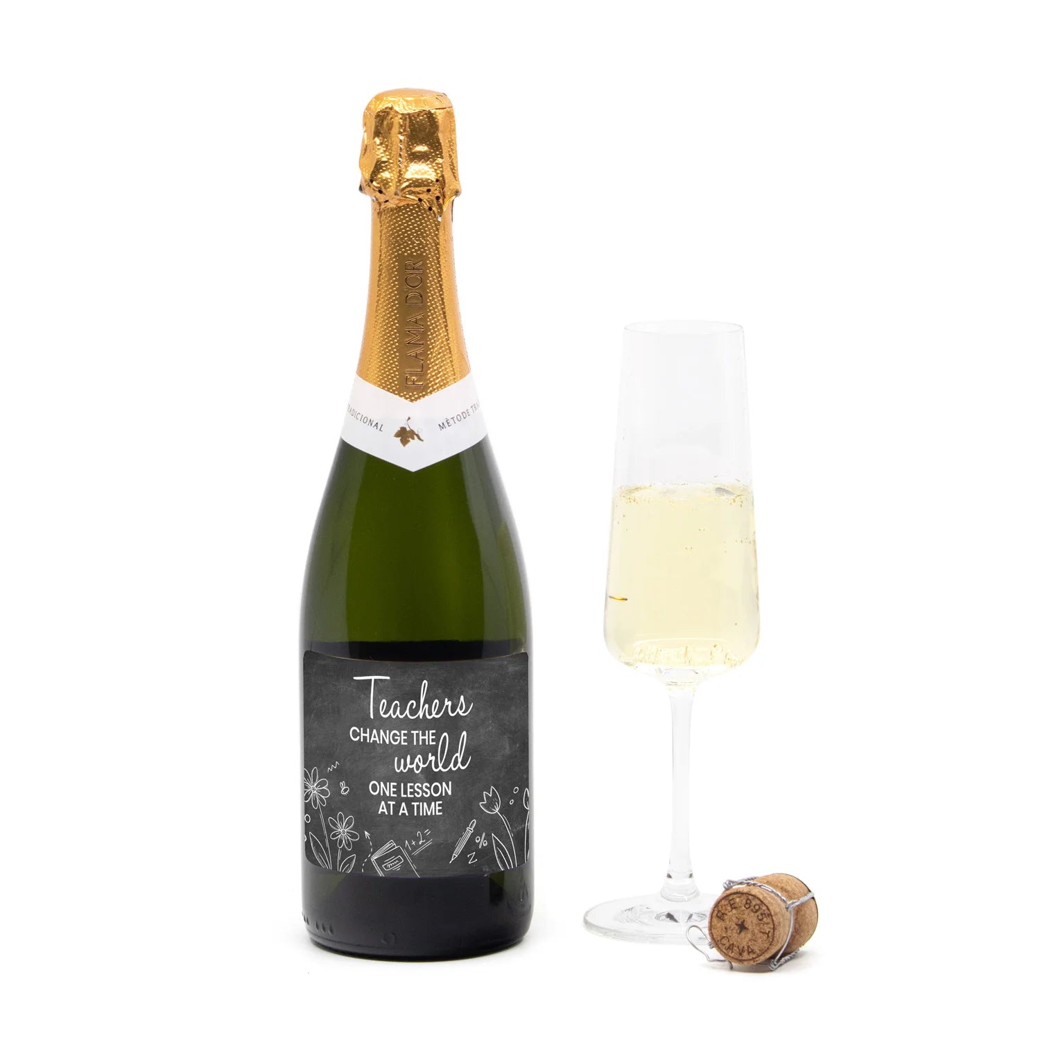 Fles cava met persoonlijk etiket - Leraar - Bedankjes.nl