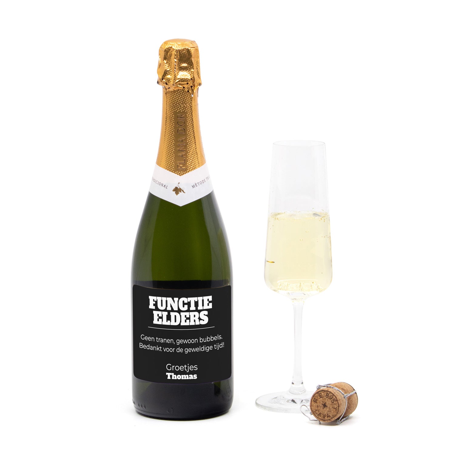 Fles cava met persoonlijk etiket - Collega