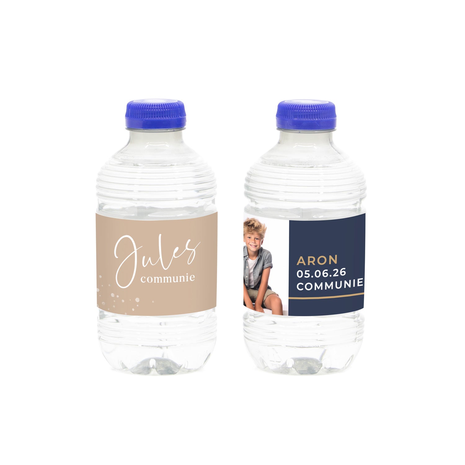 Flesje Chaudfontaine water 33CL met eigen etiket - Communie jongen - Bedankjes.nl