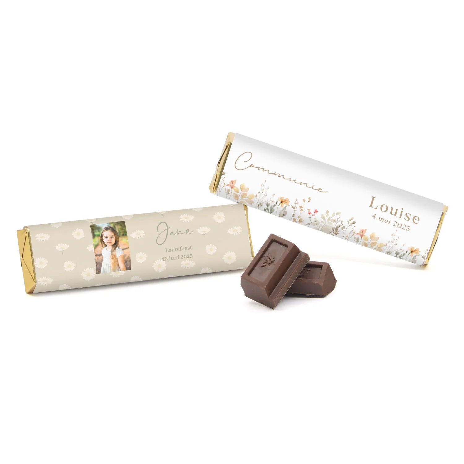 Chocoladereep met eigen wikkel - Communie meisjes