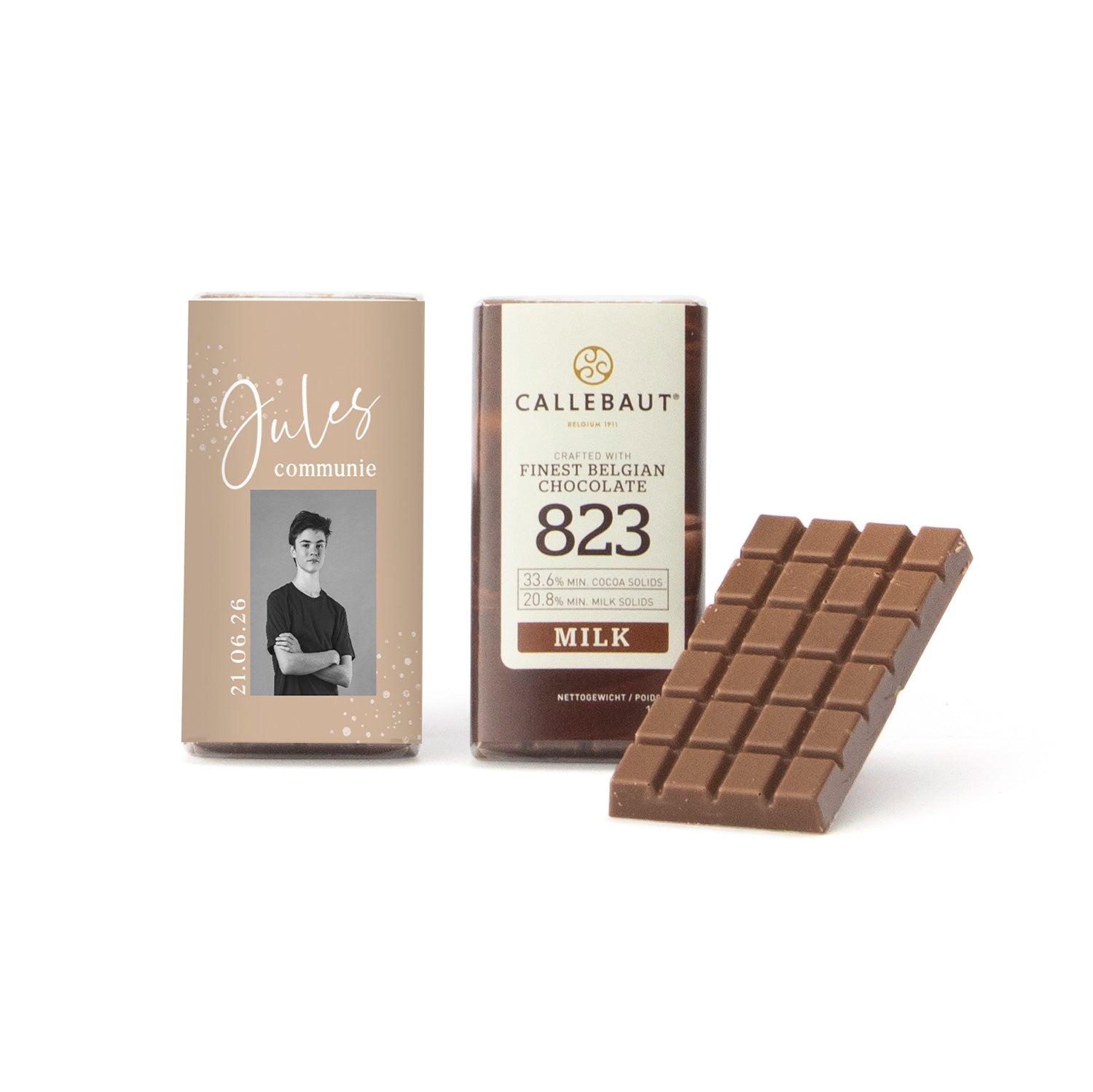 Callebaut chocolaatjes (25 stuks) - Communie jongens - Bedankjes.nl