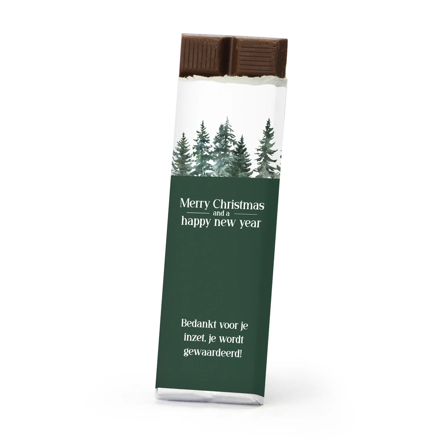 Chocoladereep met eigen wikkel staand - Kerst - Bedankjes.nl
