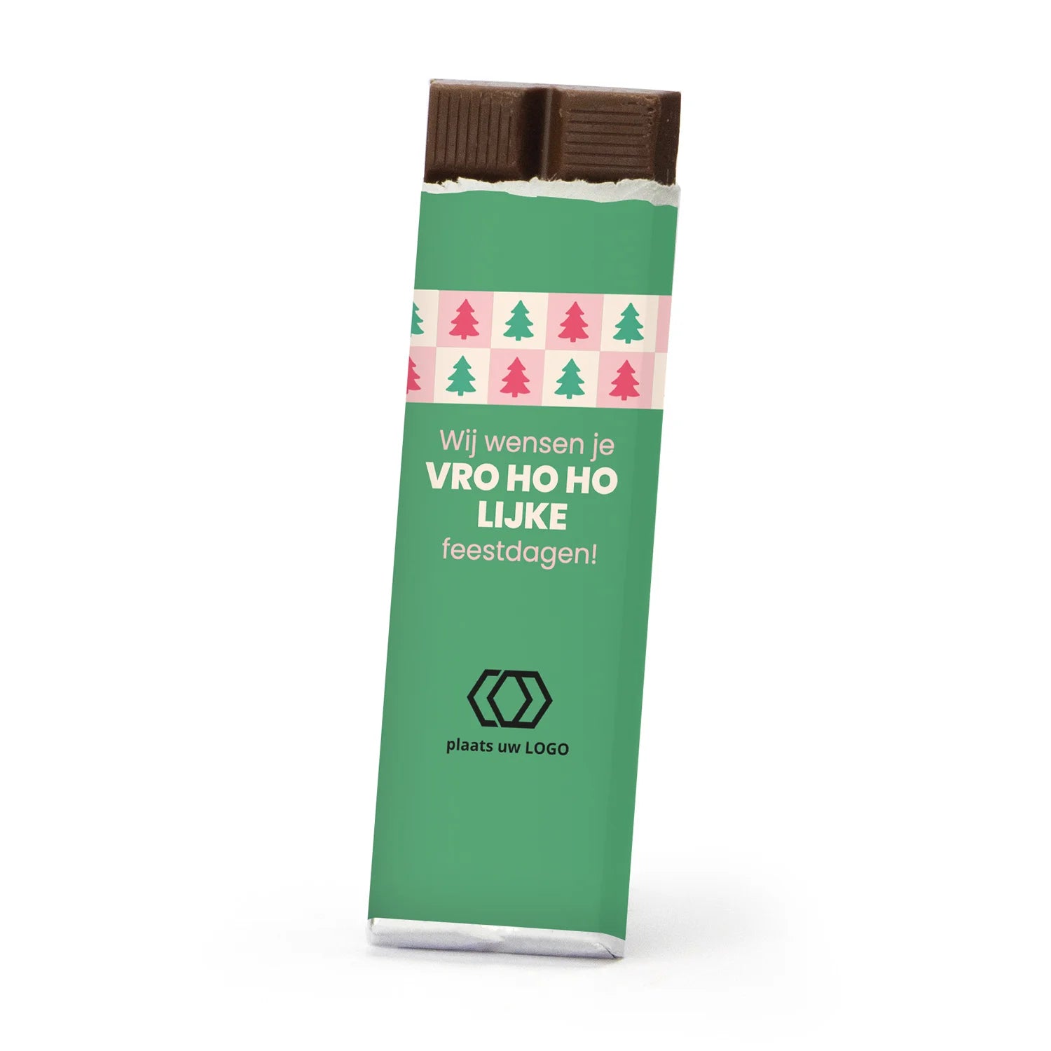 Chocoladereep met eigen wikkel staand - Kerst - Bedankjes.nl