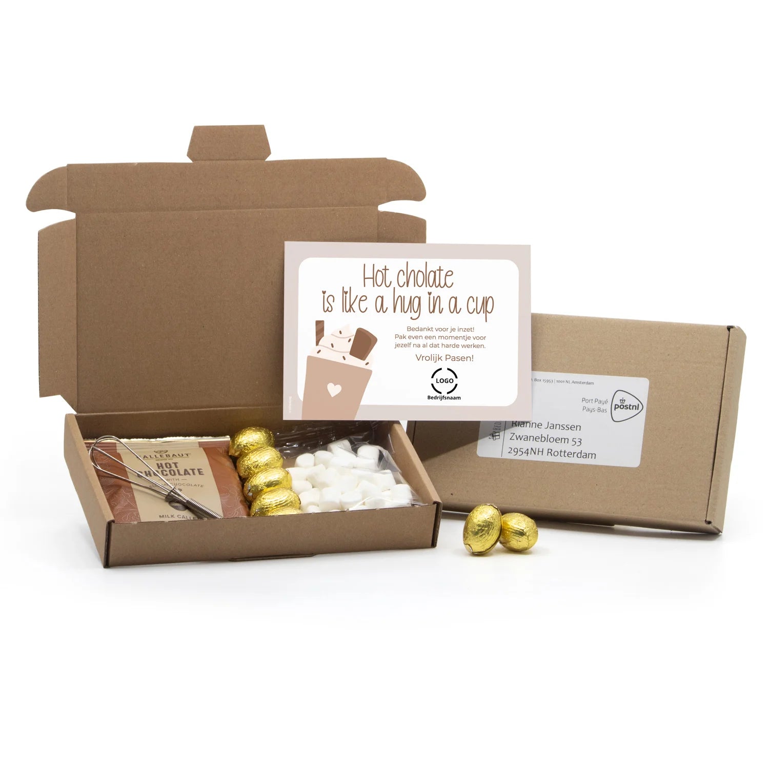 Hot Chocolate met eigen kaart versturen - Pasen - Bedankjes.nl