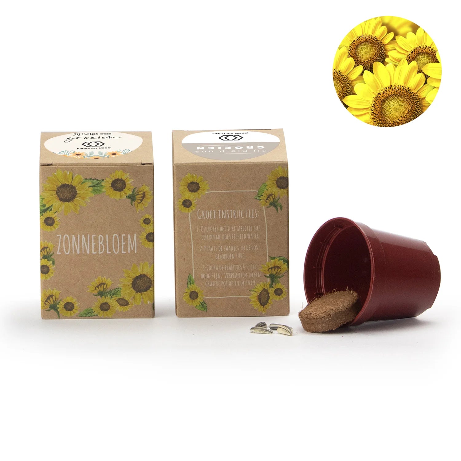 Zonnebloem kweekset met eigen etiket - Bedankjes.nl