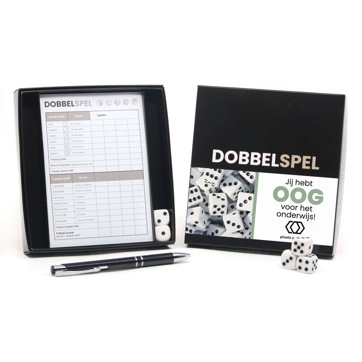 Dobbelspel met eigen sleeve - Leraar - Bedankjes.nl