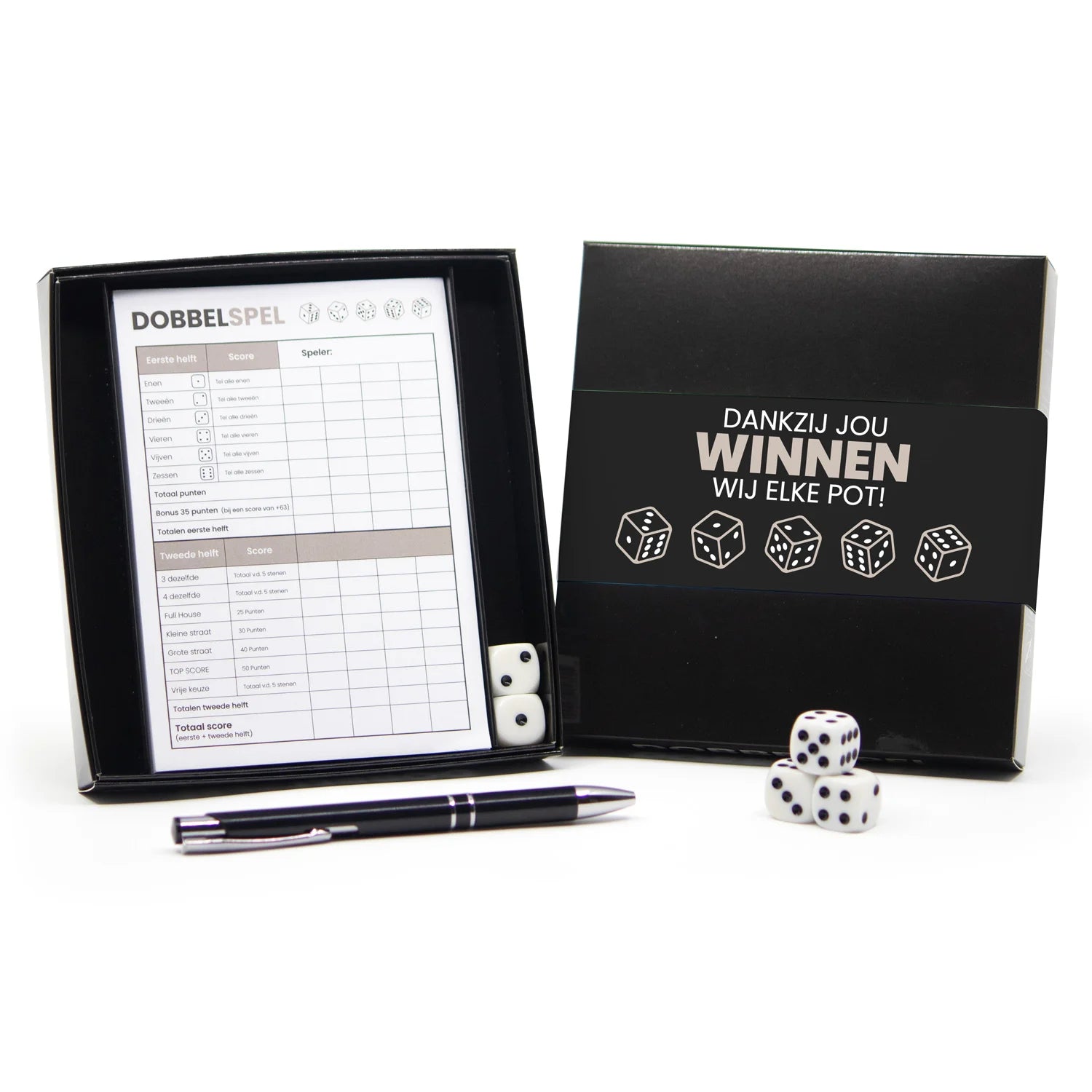 Dobbelspel met eigen sleeve - Vrijwiliger - Bedankjes.nl