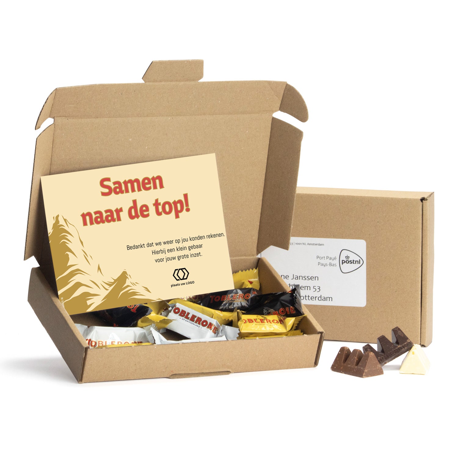 Pakket met Toblerone chocolade - Brievenbus - Bedankjes.nl