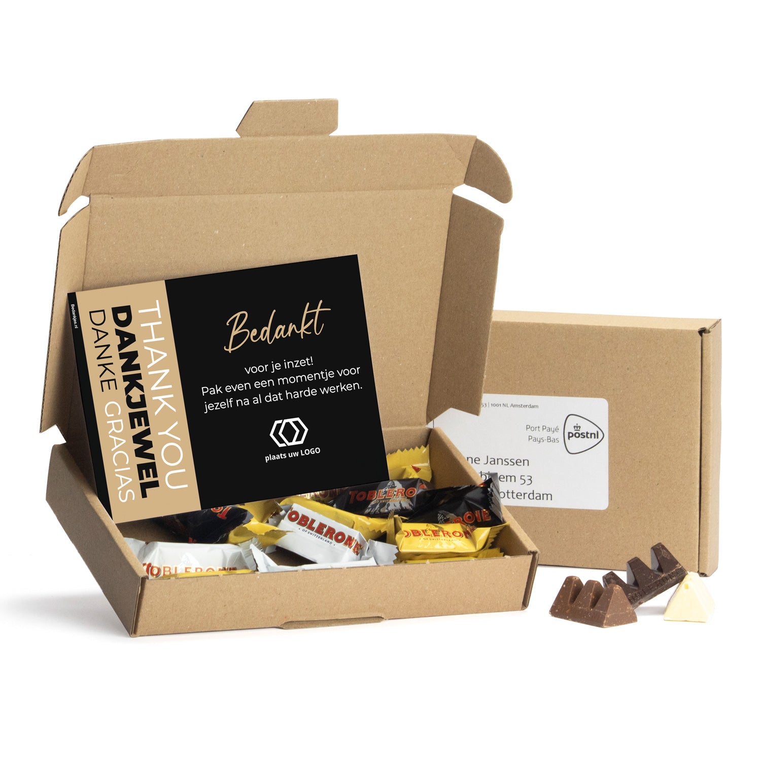 Pakket met Toblerone chocolade - Brievenbus - Bedankjes.nl