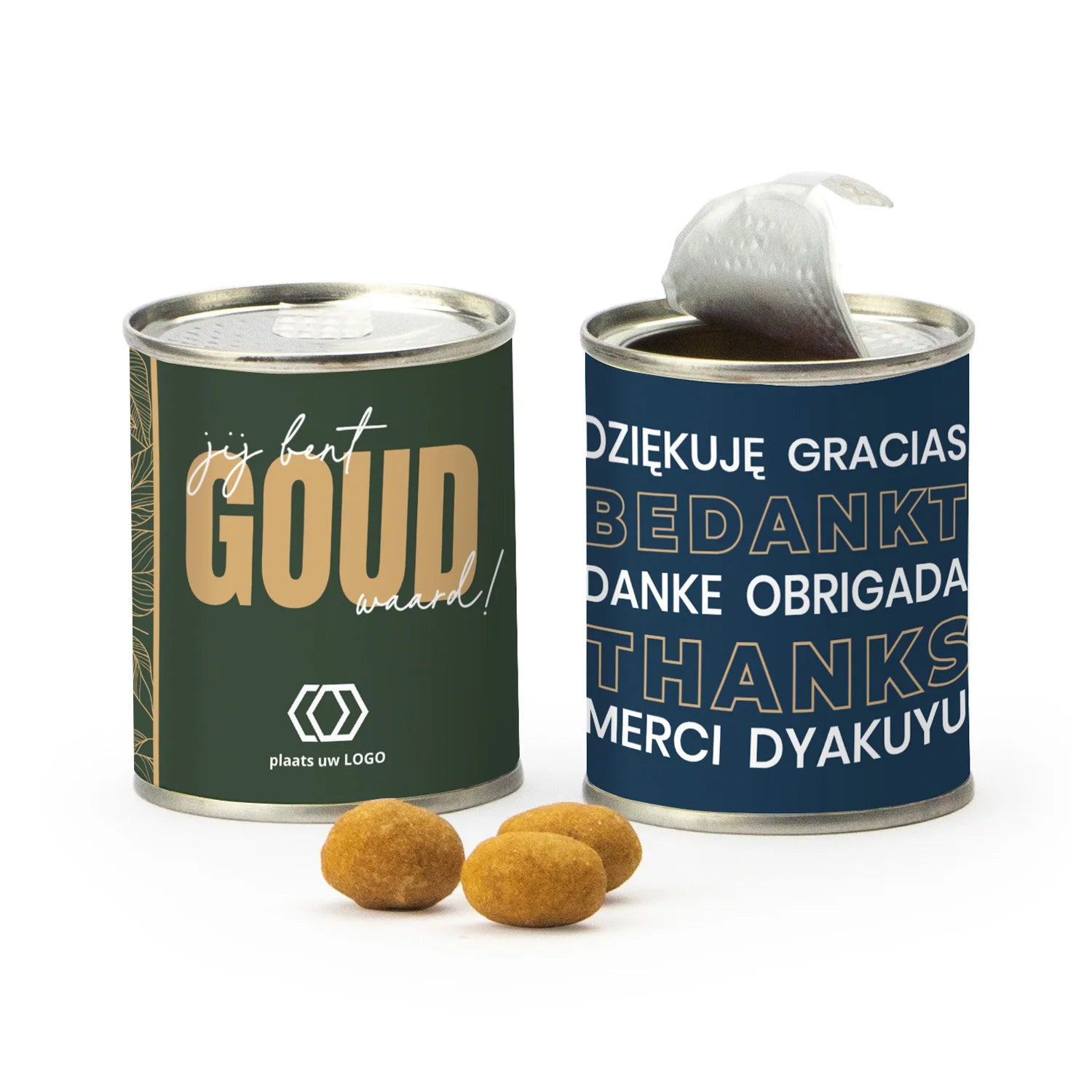 Blikje Borrelnootjes met logo - Zakelijk