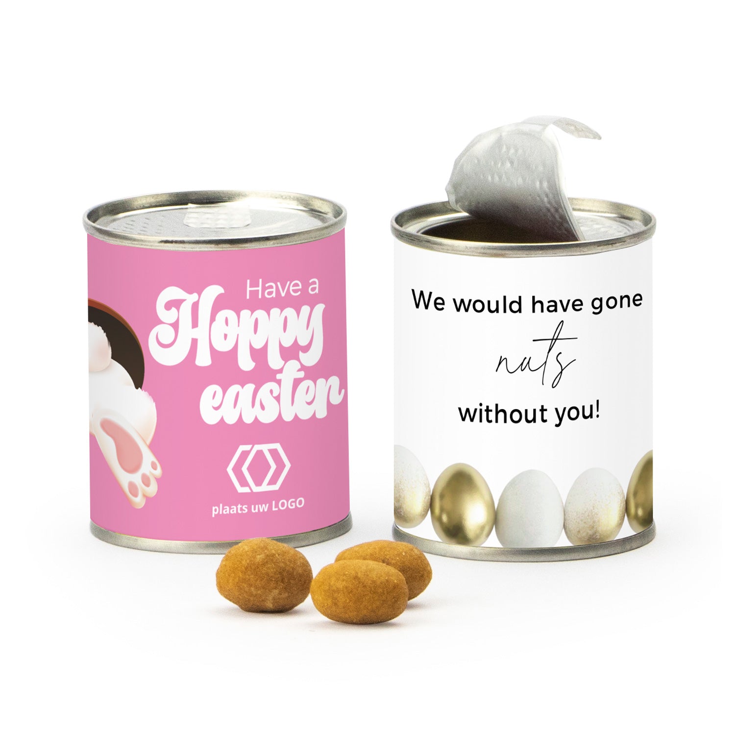 Blikje Borrelnootjes met logo - Pasen - Bedankjes.nl