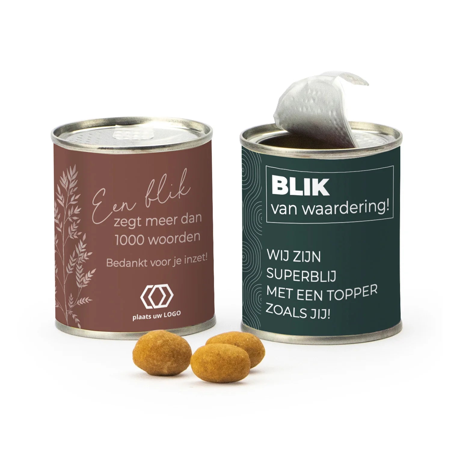 Blikje Borrelnootjes met logo - Zakelijk