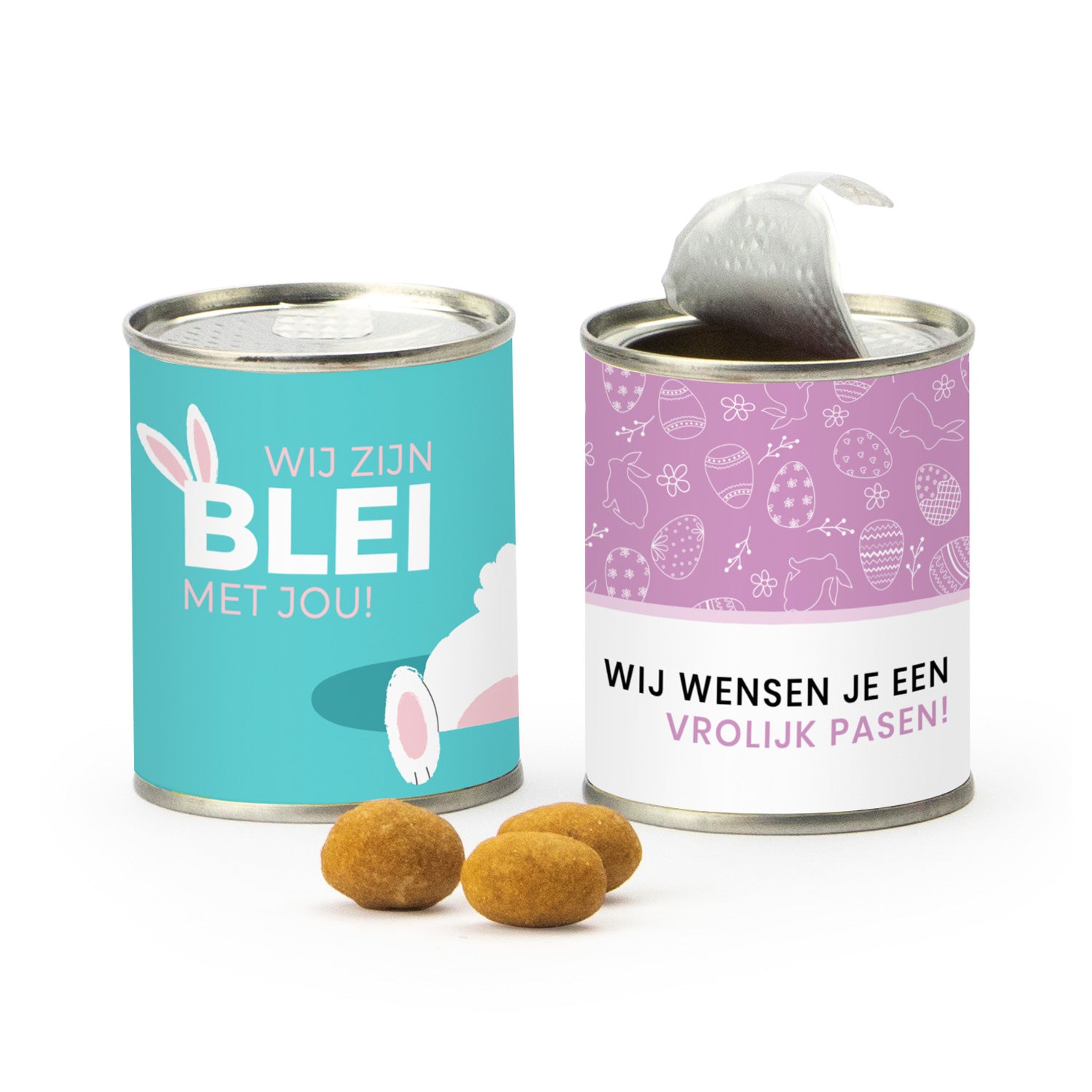 Blikje Borrelnootjes met logo - Pasen - Bedankjes.nl